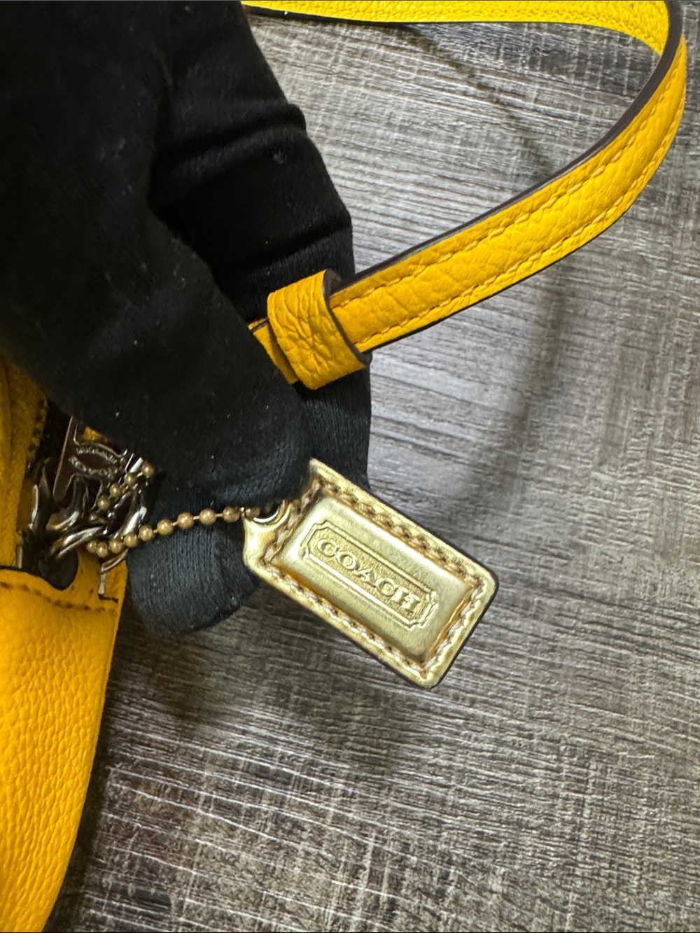 Coach Yellow Pebbled Leather Crossbody Wristlet - Picture 15 of 15